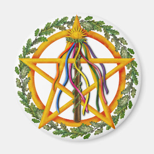 Bright Maypole Beltane Sun Pentacle Pagan Holiday Magnet