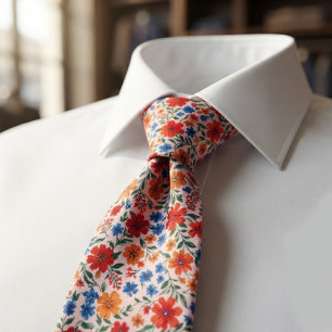 Bright Meadow Flower Pattern Tie