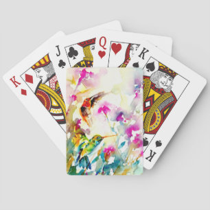 "Bright Meadow" Hummingbird Print Playing Cards