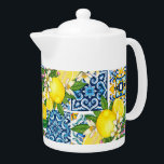 Bright Mediterranean Sicilian Tiles Citrus Lemons<br><div class="desc">Mediterranean tiles,  popularised by Dolce & Gabbana's recent fashion collections,  are the epitome of Sicilian luxury. Bright yellow lemons add zest to this summery design.</div>