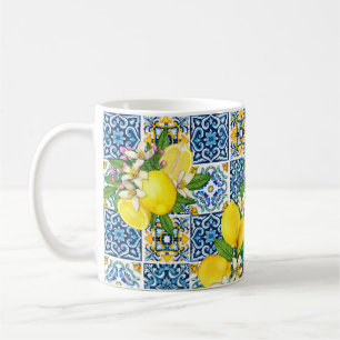 Bright Mediterranean Sicilian Tiles Citrus Lemons Coffee Mug