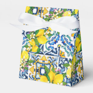 Bright Mediterranean Sicilian Tiles Citrus Lemons Favour Box