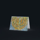 Bright Menorah Greeting Card (Blank Inside)<br><div class="desc">The original artwork for this menorah is a mixed-media painting created with acrylic paint,  modelling paste,  and paper by contemporary Jewish artist Meredith Gould.</div>