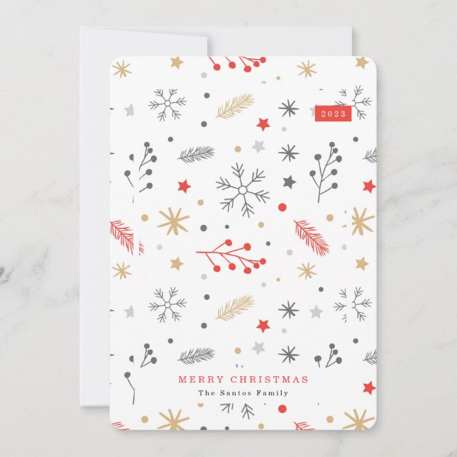 Bright Merry Christmas Photo christmas elements Ho Holiday Card (Front)