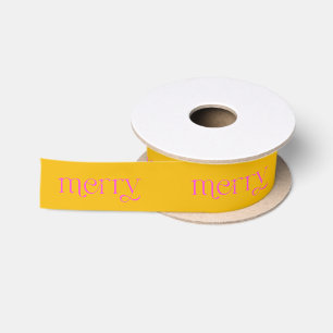 Bright Merry Orange and FuchsiaChristmas Holiday  Satin Ribbon
