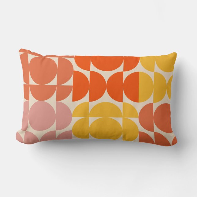 Bright Mid-Century Modern Yellow Orange  Lumbar Cushion (Front)
