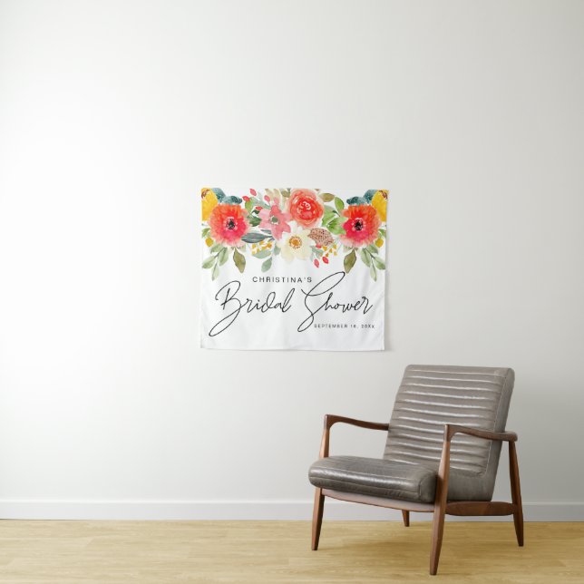 Bright Mid Summer Floral Bridal Shower Tapestry (In Situ (Horizontal))
