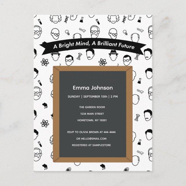 Bright Mind Brilliant Future Editable Invitation Postcard (Front)