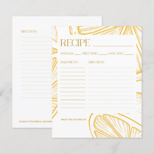 Bright Minimalist Citrus Bridal Shower RECIPE CARD
