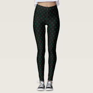 Bright Mint Green Leaf Abstract Pattern Leggings