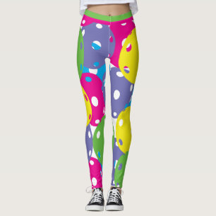 Bright mix of  Pickleballs (XL tile size) Leggings