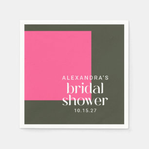 Bright Mod Groovy Pink Green Bridal Shower Custom Napkin