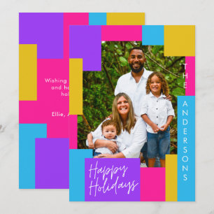 bright modern abstract colourful christmas photo holiday card