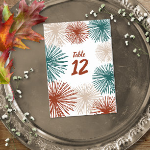 Bright Modern Abstract Dark Teal Copper Bisque Table Number