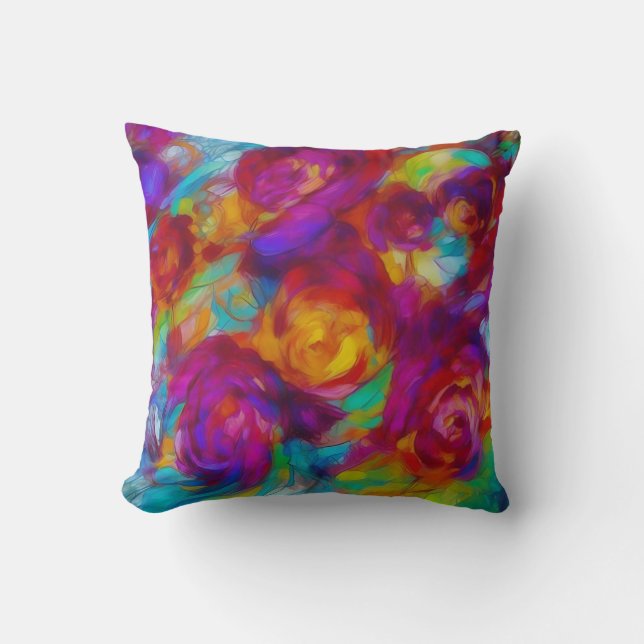 Bright modern abstract floral cushion (Front)