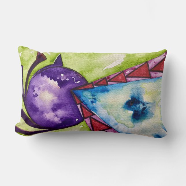 Bright modern art accent throw lumbar pillow (Front)