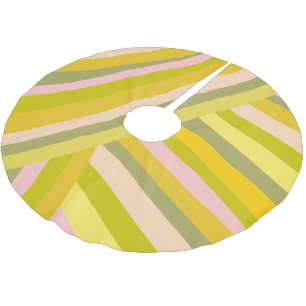 Bright Modern Citrus Stripes Green and Pink Brushed Polyester Tree Skirt