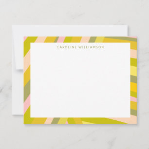 Bright Modern Citrus Stripes Green and Pink Name Card
