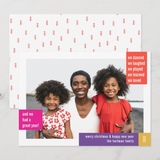 Bright Modern Colour Block Photo Christmas Holiday Card (Front/Back)