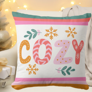 Bright Modern Cosy Christmas Stripe  Cushion