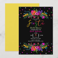 Bright Modern Floral & Black Fiesta Bridal Shower