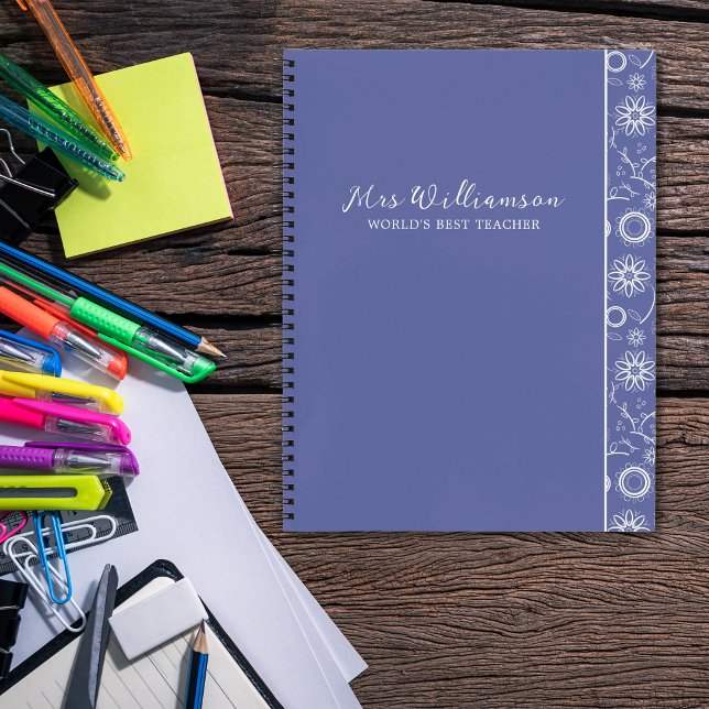 Bright Modern Floral Teacher's Spiral Notebook  (Bright Modern Floral Teacher's Spiral Notebook. Say thank you with this personalised gift.)