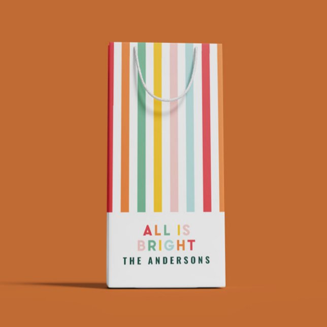 Bright modern minimal simple family Christmas  Small Gift Bag (Creator Uploaded)