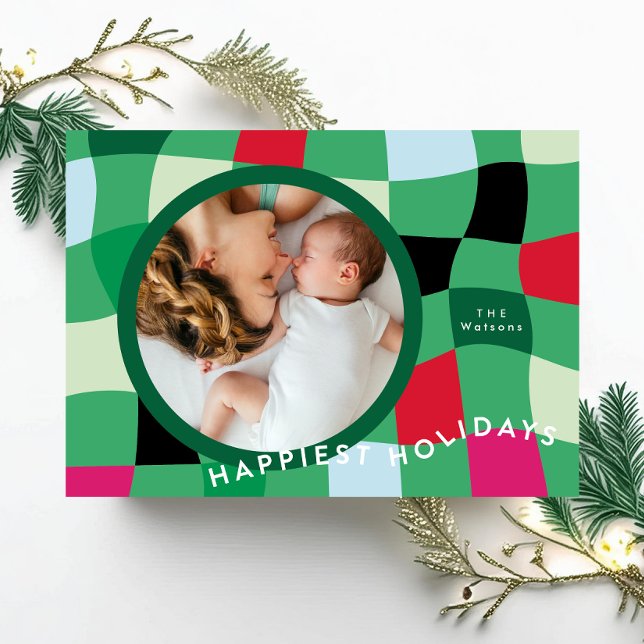 Bright modern, multicolored circle photo Happiest Holiday Card (Creator Uploaded)
