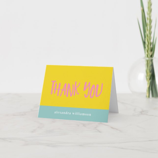 Bright Modern Pastel Thank You Design Blue Name (Front)