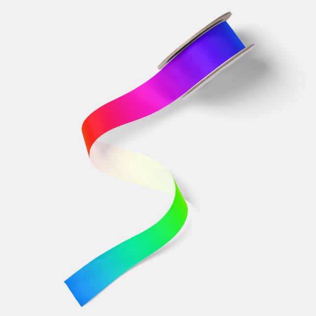 Bright Modern Rainbow Gradient Satin Ribbon (Front+Back)