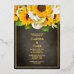 Bright Modern Sunflower Yellow Rustic Wedding