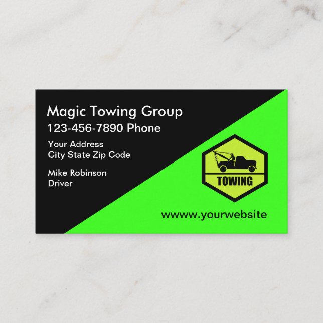 Bright Modern Towing Service  Business Card (Front)