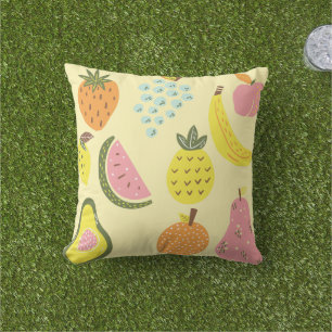 Bright Modern Tropical Fruit Pattern Cushion