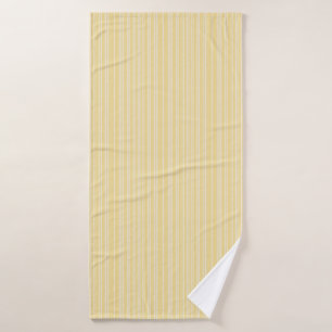 Bright modern yellow and white candy striped bath towel