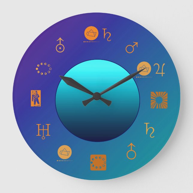 Bright  Moon with Astro Signs>  Astrology  Clock (Front)
