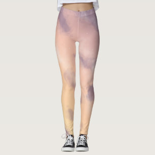 Bright Morning Pastel Sunrise Sky with Clouds Leggings