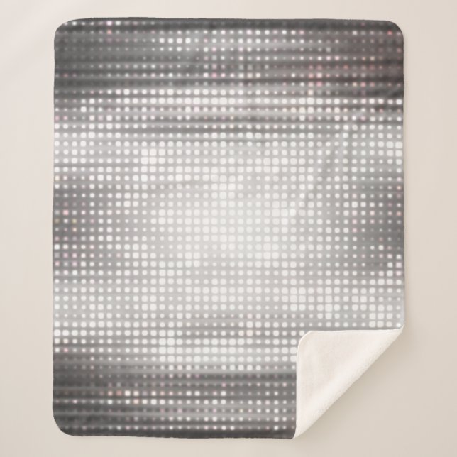 Bright Mosaic: Glossy Grey Abstract. Sherpa Blanket (Front)