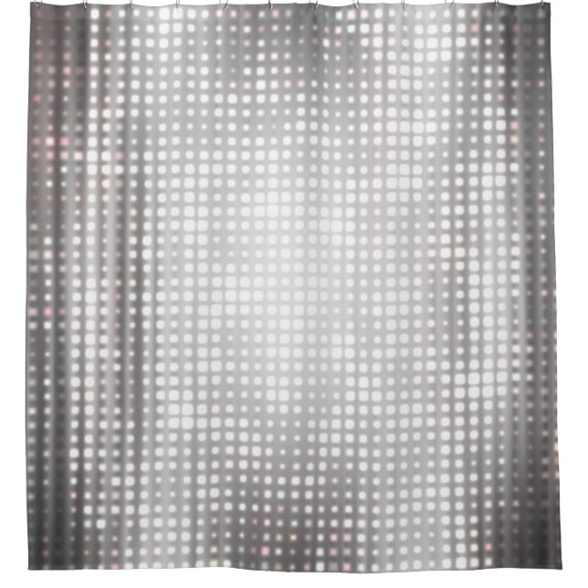 Bright Mosaic: Glossy Grey Abstract. Shower Curtain (Front)