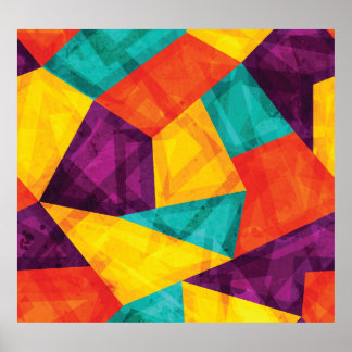 Bright Mosaic Grunge Seamless Pattern Poster