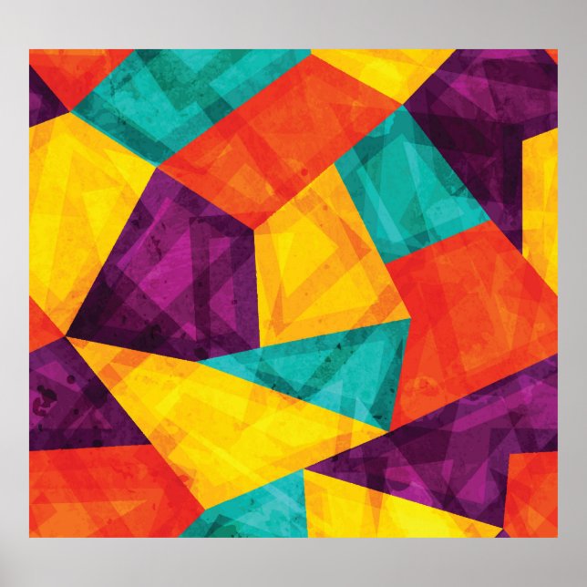 Bright Mosaic Grunge Seamless Pattern Poster (Front)