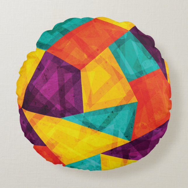 Bright Mosaic Grunge Seamless Pattern Round Cushion (Front)