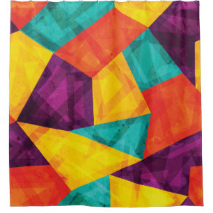Bright Mosaic Grunge Seamless Pattern Shower Curtain