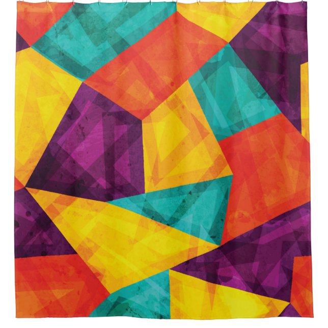 Bright Mosaic Grunge Seamless Pattern Shower Curtain (Front)