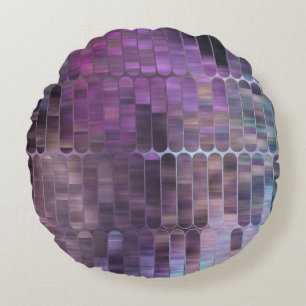 Bright Mosaic: Multicolored Glossy Abstract. Round Cushion
