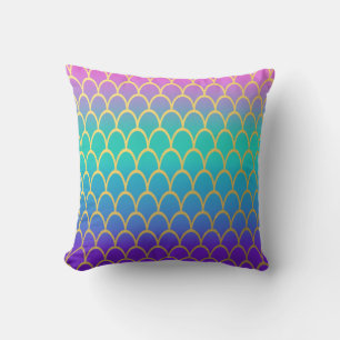 Bright Multi-Coloured Fish Scale Mermaid Cushion