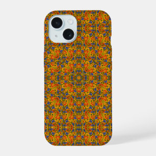 Bright multi-coloured pattern handkerchief orange iPhone 15 case