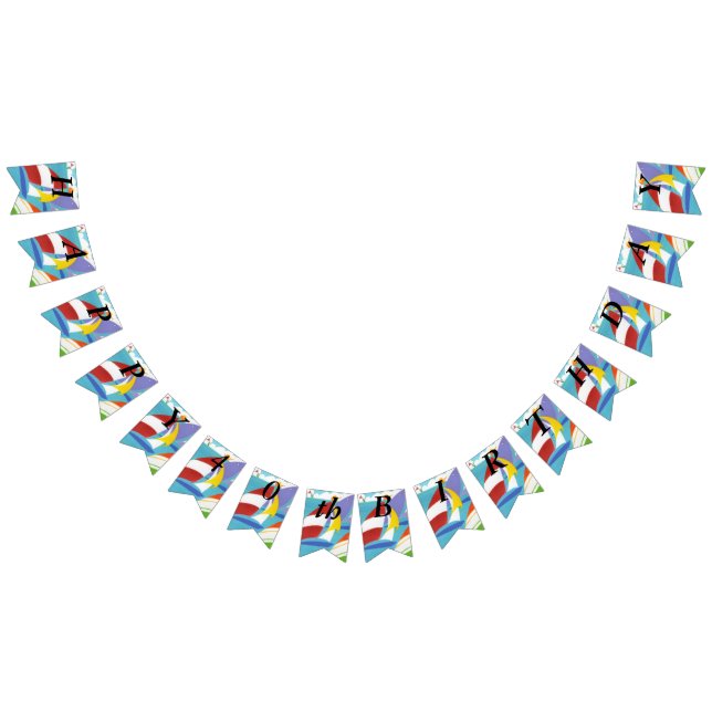 Bright Multi Coloured Sailboats in Lake Sky Bunting (All)