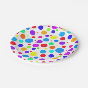 Bright Multi Coloured Spots Paper Plate