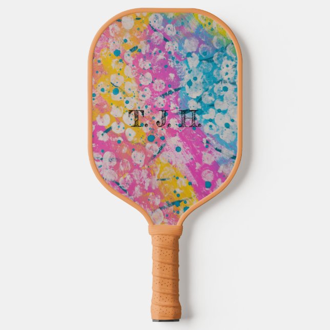 Bright Multicolor Abstract Design Pickleball Paddle (Front)