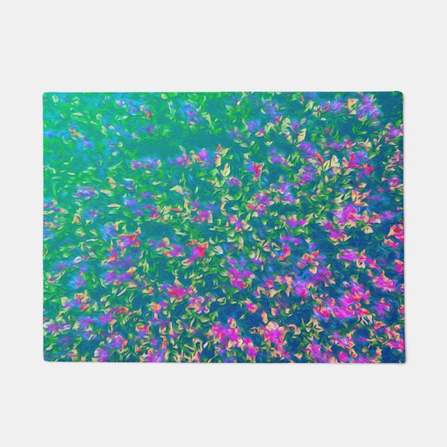 Bright Multicolor Floral Pattern Doormat (Front)